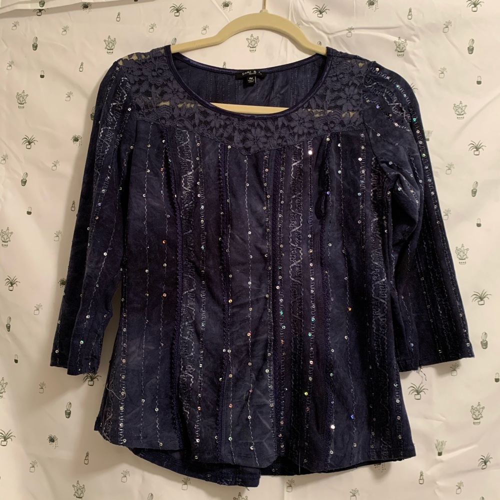 Sami & Jo Starry Sky Midnight Blue Embellished Top